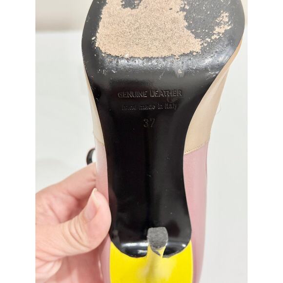 Pierre Hardy Colorblock Peep-Toe Calfskin Leather Stiletto Heels Women's Size 37 - Picture 4 of 6